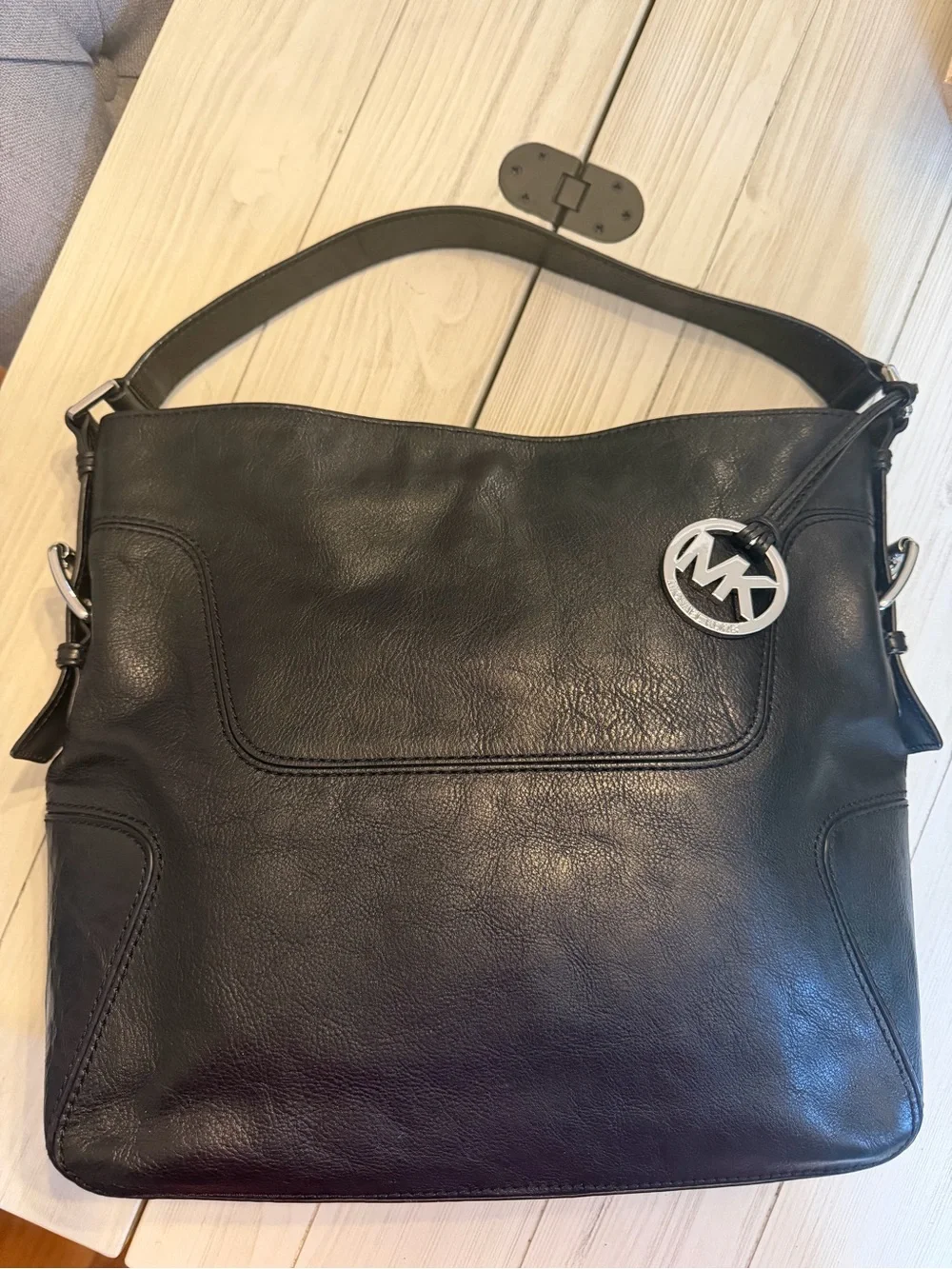 Michael Kors Black Leather Brookville Hobo Shoulder Bag